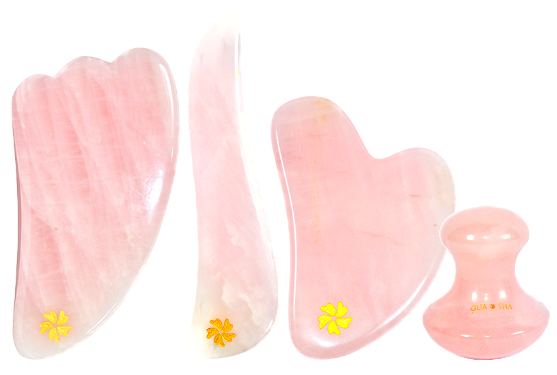 4x3 PROMO Gua Sha de CUARZO ROSA Piedra Gua Sha Masajeador Facial